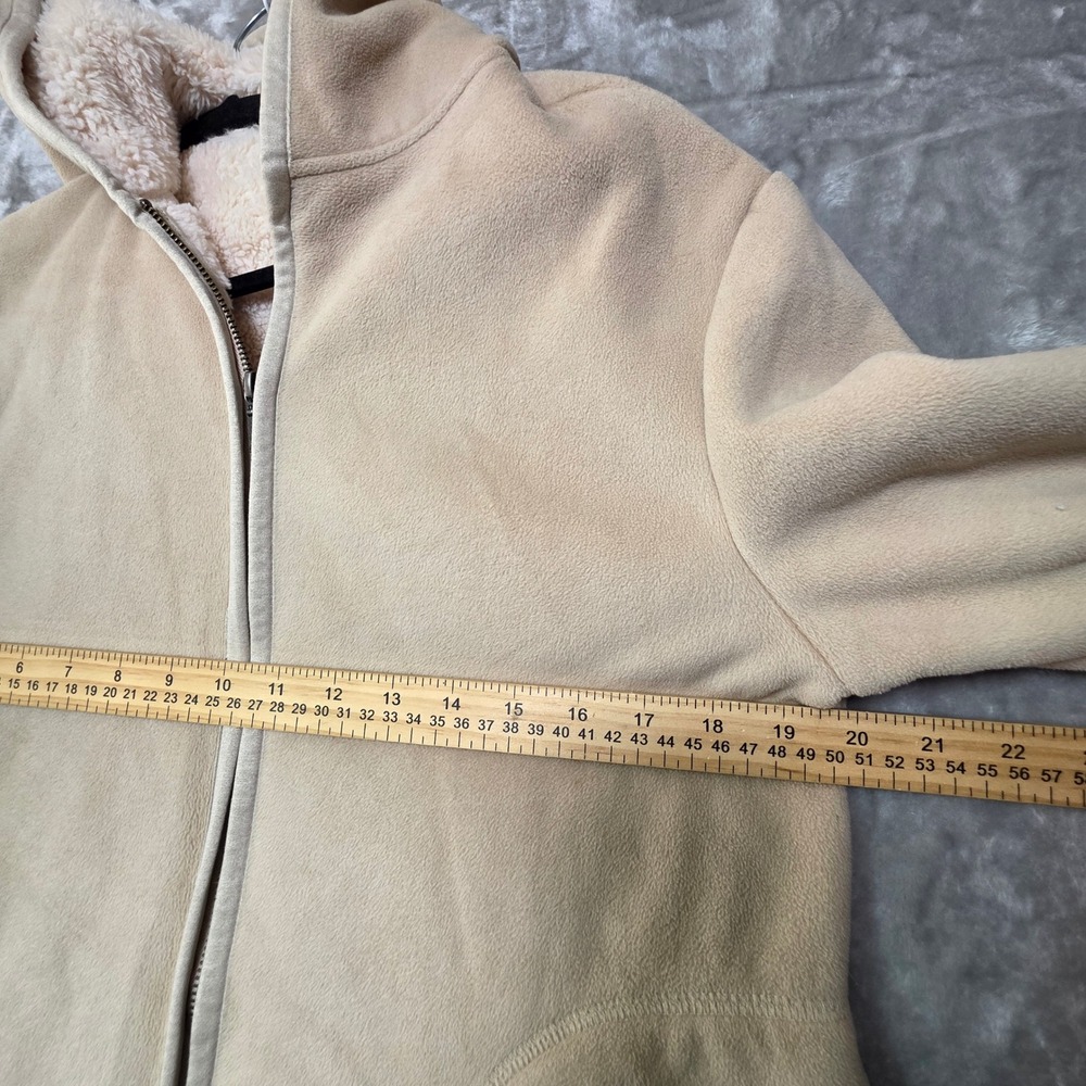 Uniqlo Pile Lined Fleece Long Hoodie Jacket Beige Tan XS 241-400185 - Picture 5 of 8